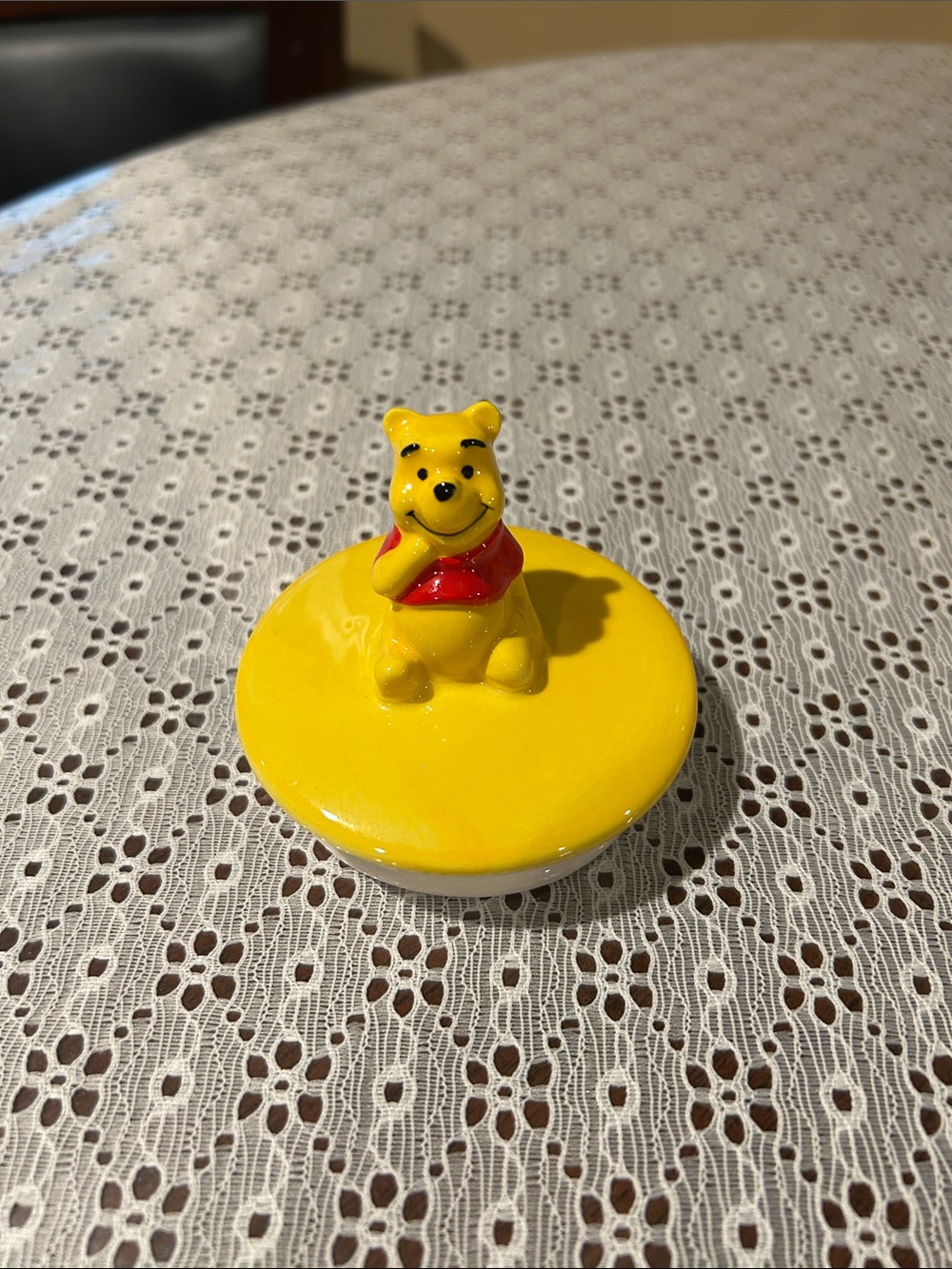 Winnie the Pooh Figurine Lid with Red Scarf